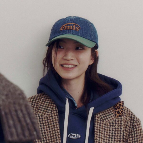 Emis Washed Denim Baseball Cap Denim /Green - Image 3