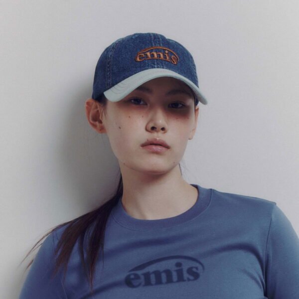 Emis Washed Denim Baseball Cap Denim / Mint - Image 3